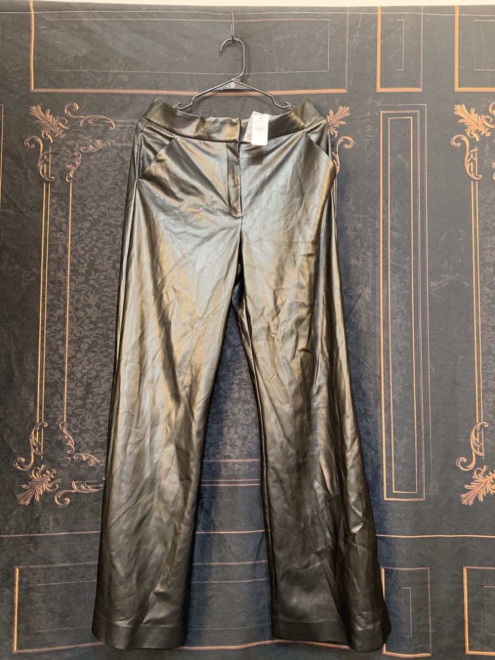 EXPRESS Faux Leather Wide-Leg Pants Black size 10 Corporate Goth